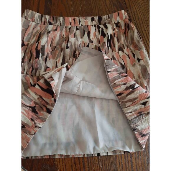 Size 10 Petite Anne Taylor Midi Mini Skirt Brown Tan Ivory Pink - Picture 5 of 6